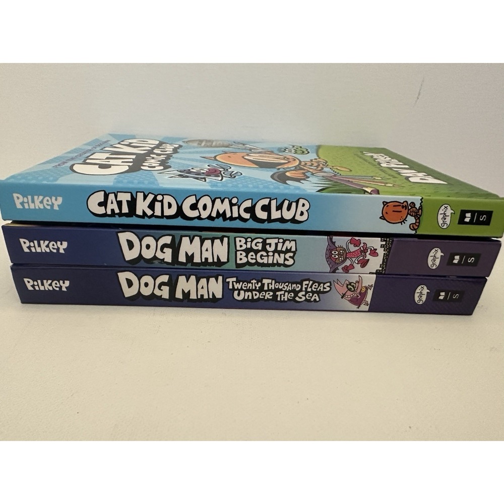DOG MAN CAT KID by Dav Pilkey Lot of 3 Hardcover Books Fleas Big Jim Comic NEW